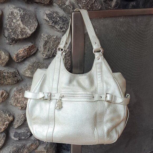 Lauren Ralph Lauren Pearl Shimmer Leather Hobo Shoulder Bag - Picture 3 of 16